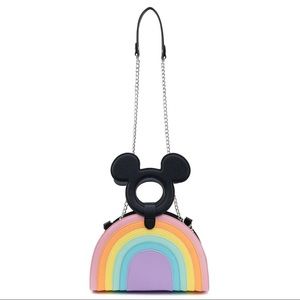 Loungefly Pastel Rainbow Mickey Mouse handle crossbody